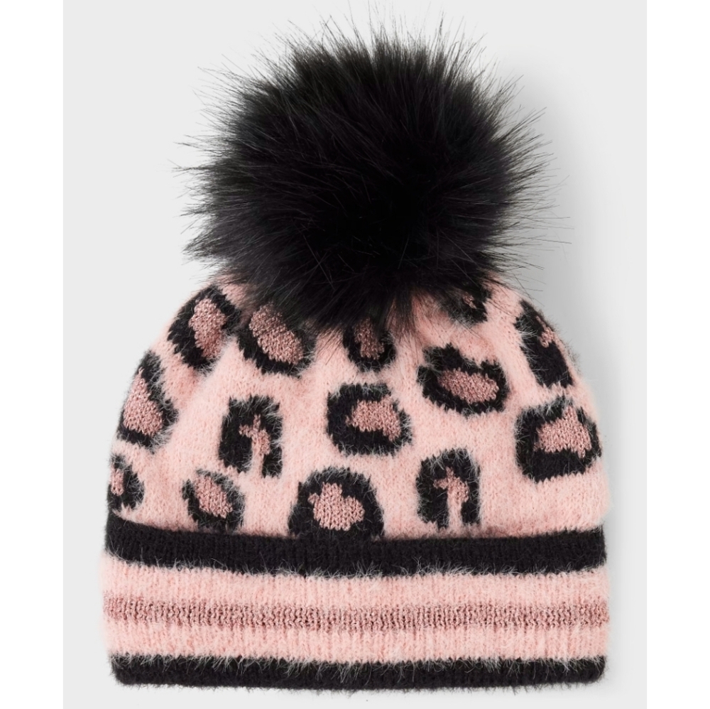 New Pink and Black Leopard Beanie - Picture 1 of 1